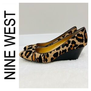 Nine West Leopard Print Wedge Pumps - Tan/Black